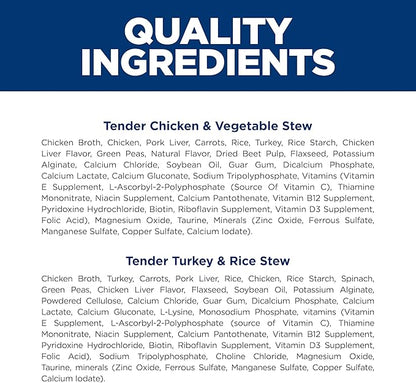 Hill's Science Diet Adult Sensitive Stomach & Sensitive Skin Wet Dog Food Variety Pack, Chicken & Vegetable Stew, Turkey & Rice Stew, 12.5 oz. Cans, 12-Pack