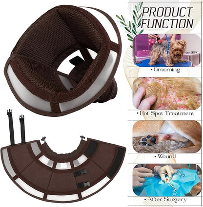 Dora Bridal Dog Cone Collar for Medium Dogs After Surgery, Soft Comfy Recovery Pet Cone Alternative, Adjustable Elizabethan Collar for Dogs to Stop Licking, Brown, M