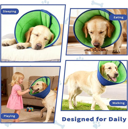 JWShang Soft Dog Recovery Collars Cones – Breathable Adjustable Comfort Cone for Small Medium Large Dogs to Stop Licking After Surgery, Elizabethan Recovery Collar Alternative (Blue, L)