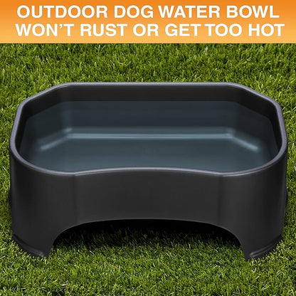 Neater Pet Brands Extra Large Water Bowl for Dogs, Outdoor Dog Water Bowl (2.25 Gallon XL Capacity), Big Trough Style Food Dish for Indoors or Outside, No Spill Large Dog Bowls, Midnight Black