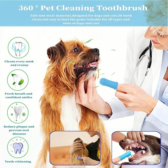 9-in-1 Pet Grooming Kit:Deshedding Brushs,Massage Gloves Brush,Silicone Finger Toothbrushes,Shampoo Bath Brushs,Slicker Brush – Complete Grooming Set for Dogs, Cats, and Small Animals