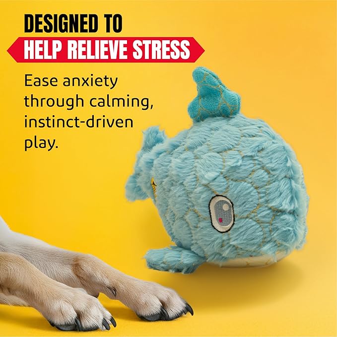 Bite Force - Durable & Strong Dog Toy Blue Whale with Squeaker, Kevlar-Reinforced Seams for Aggressive chewers- Blue.