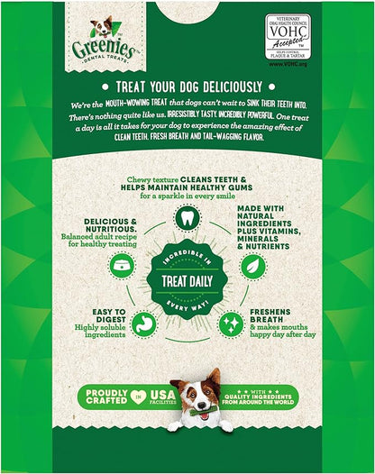 Greenies Veterinarian-Recommended Adult Natural Dental Dog Treats Regular Size, Dog Dental Chews, Original Flavor, 27 oz. Pack, 27 Count