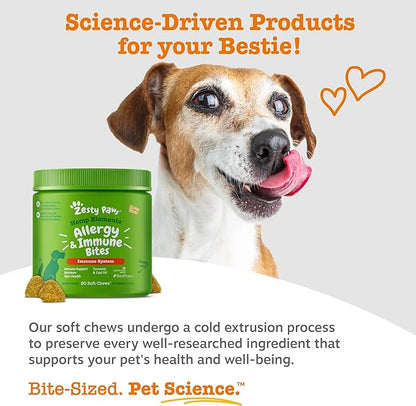 Zesty Paws Hemp Allergy Immune Bites - Dog Allergy Chews, Dog Probiotics for Itchy Skin and Ears, Cheese, 90ct