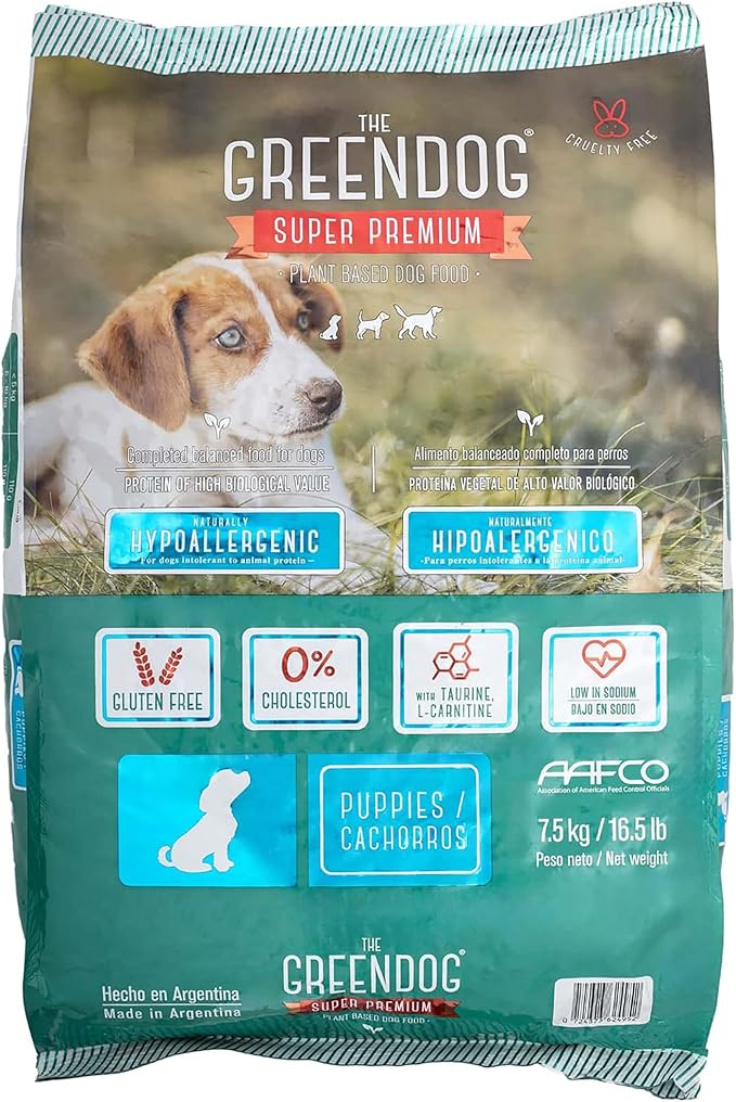 The Green Dog: Super Premium - Puppies - 16.5 Lb Bag Dog Food - Plant Based Protein, Vegan Dry Pet Kibble, Gluten Free, Complete Nutrition