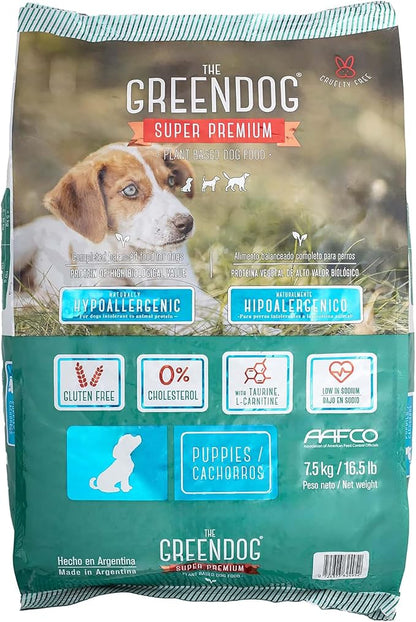 The Green Dog: Super Premium - Puppies - 16.5 Lb Bag Dog Food - Plant Based Protein, Vegan Dry Pet Kibble, Gluten Free, Complete Nutrition