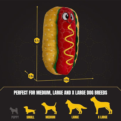 Bite Force - Durable & Strong Dog Toy Wieny Wiggle with Squeaker, Kevlar-Reinforced Seams for Aggressive chewers- red.