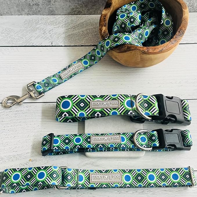 Lucky Love Dog - Easy Click Buckle Dog Collar with Leash Set Combo, Durable & Comfortable for Male & Female Dogs, Pet Collar for Small Dogs, Secure Fit - Leo Combo, XS