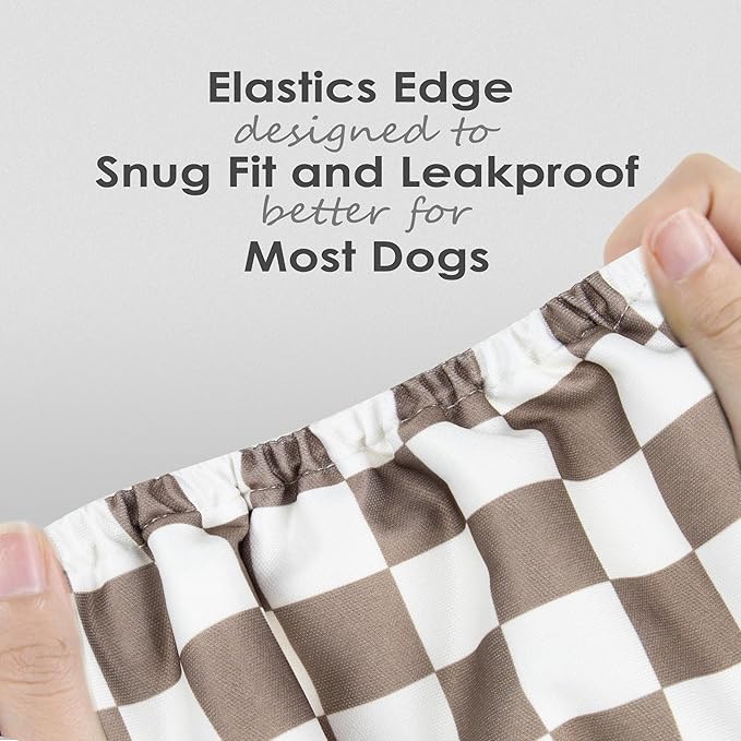 wegreeco Washable Male Dog Belly Band (Stylish Pattern)- Pack of 3 - Washable Male Dog Belly Wrap, Dog Diapers Male (Black, Grey, Dark Coffee Checkerboard, Large)