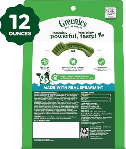 Greenies Dog Treats, Veterinarian-Recommended Natural Dental Dog Treats, Large Size, Mint Flavor, 12 oz. Pack, 8 Count