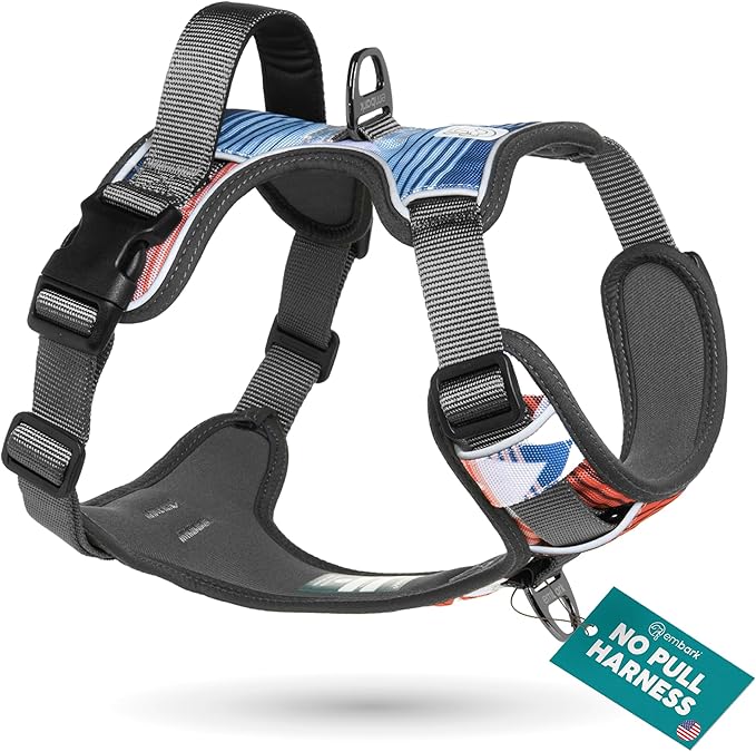 Embark Adventure Large Dog Harness – No-Pull, Reflective Trim, Military-Grade Nylon, Front Clip with Gel-Lined Handle