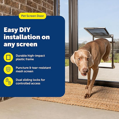 PetSafe Pet Screen Door - Heavy Duty, Tear- & Puncture-Resistant Dog & Cat Mesh Flap - Storm Door Compatible - Large - for Dogs & Cats up to 100 lb