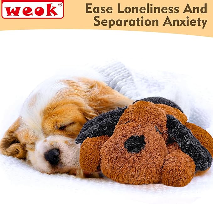 WEOK Heartbeat Puppy for Dogs, Helps for Anxiety Relief and Calming, Stuffed Animal Anxiety Calming Behavioral Puppy Heartbeat Toy Sleep aid for Cats Pets（for Small Breeds）