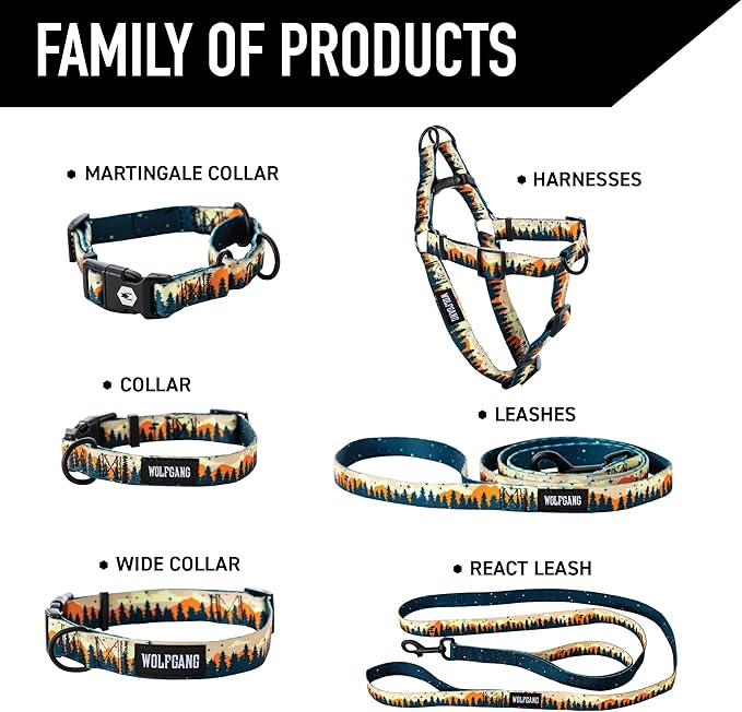 Wolfgang Heavy Duty Martingale Dog Collar with Quick Release Nylon Buckle for Walking & Training, Overland Print, Extra Large