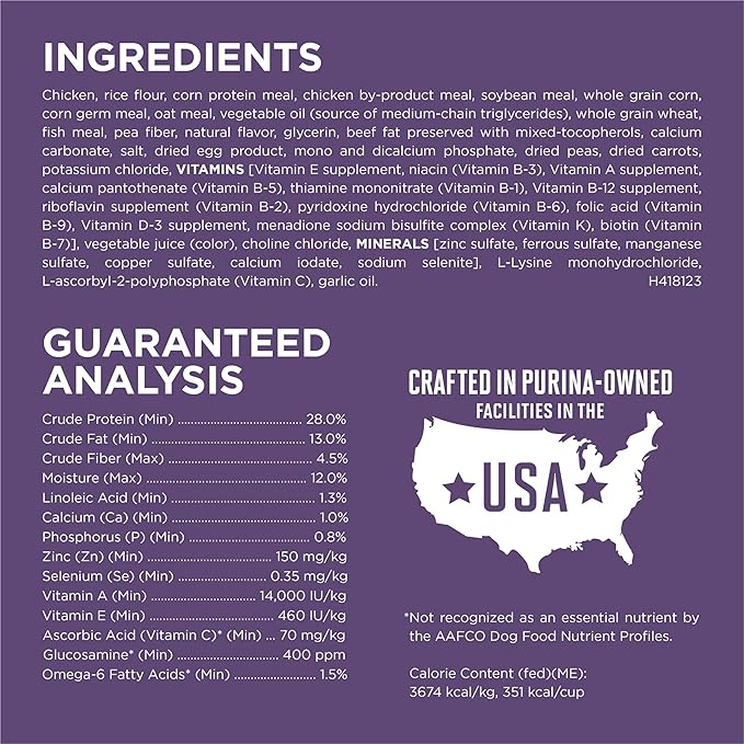 Purina ONE High Protein Dry Senior Dog Food Plus Vibrant Maturity Adult 7 Plus Formula - 16.5 Lb. Bag