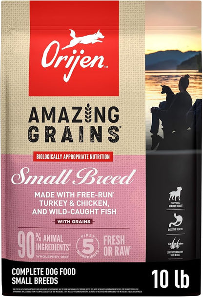 ORIJEN Amazing Grains High Protein Dry Dog Food Small Breed Recipe 10lb Bag