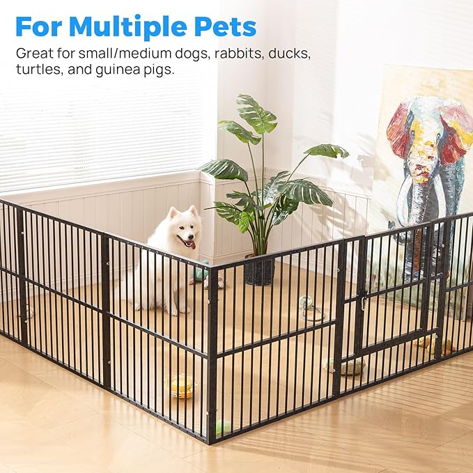 Dog Playpen - 32" Height Dog Pen, Heavy Duty Puppy Pen with Door, Safe & Sturdy, Easy Assemble for Indoor/Outdoor Pet Playpen (10 Panels with Door)
