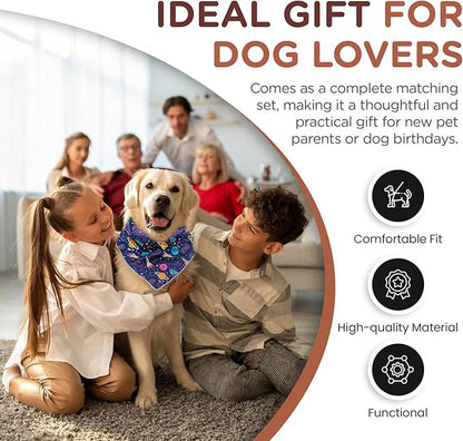 No Pull Harness and Leash Set - 6-in-1 Adjustable Vest Harness and Collars for Medium and Large Dogs. (Cosmic, Extra Small)