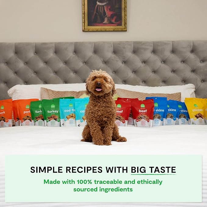 Open Farm, Dehydrated Dog Treats, High Protein & Low Carbohydrate Dog Snacks, Chewy Texture, Made with Ethically & Sustainably Sourced Ingredients, Grass-Fed Beef Recipe, 4.5oz Pouch