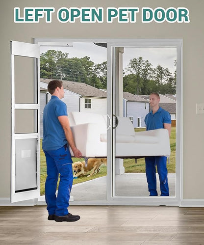 96 Inch Dog Door for Sliding Glass Door for Large Dogs - Left Open from Inside