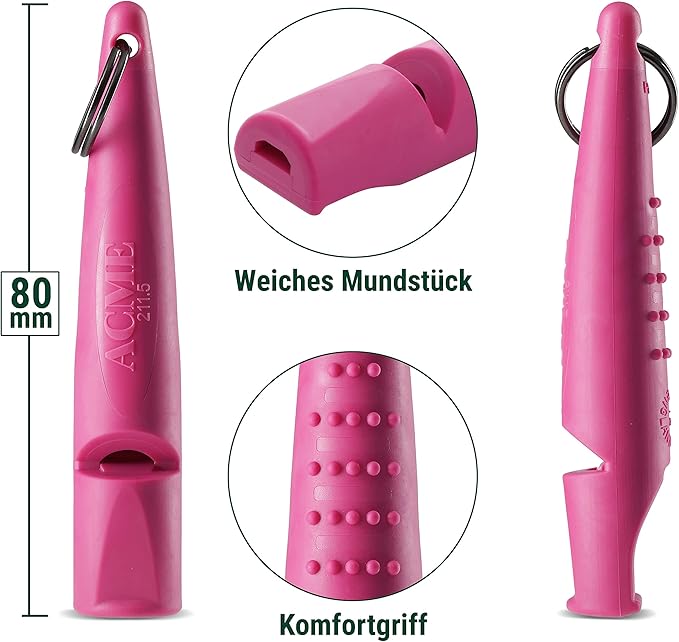 ACME Alpha 210.5 Professional Dog Training Whistle with Enhanced Ergonomic Grip. BPA-Free Plastic. 110 dBA. Standardized Frequency for Smaller Dogs. Weatherproof. Made in The UK (Magenta)