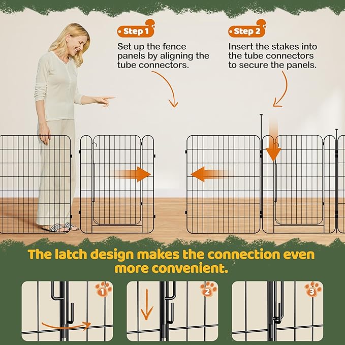 Yaheetech Expandable Dog Playpen, 16 Panel 32 inch Puppy Playpen with Door Indoor/Outdoor Pet Fence for Small Medium Dogs