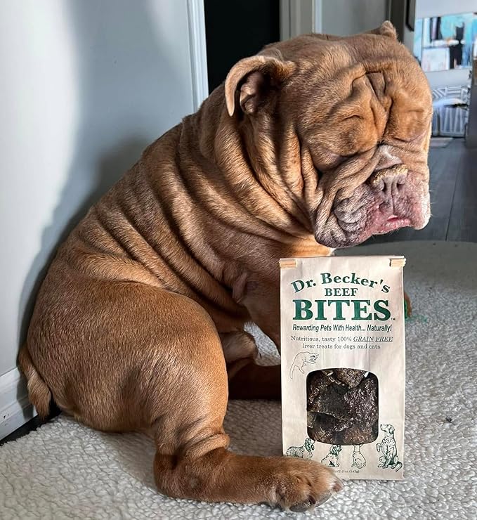Dr. Becker's Original Beef Bites | 100% Pure Meat Protein | Grain Free Liver Training Treats for Dogs & Cats, 5 oz