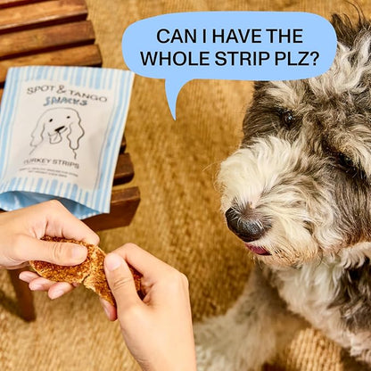 Spot & Tango Turkey Strips Dog Treats - Single Ingredient, 100% Turkey Breast - Air-Dried, Grain & Gluten-Free - USA-Made - for Small, Medium, and Large Dogs