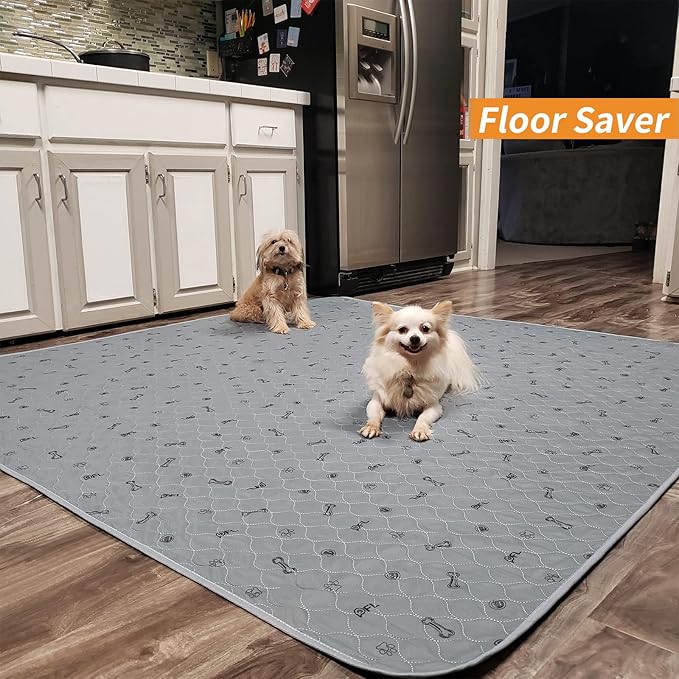 Dog Pee Pad Washable 65x48 Large, Fast Absorption Reusable Puppy Pads, Waterproof Pet Training Pads,Non-Slip Bone Print Whelping Pad for Dog Playpen, Incontinence, Housebreaking