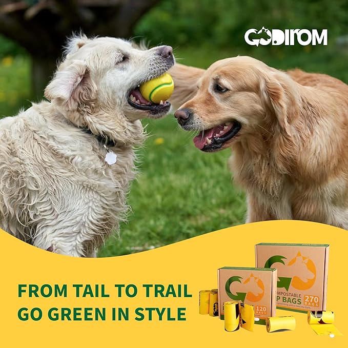Certified 100% Home Compostable Poop Bags for Dogs, 270 Count Guaranteed Leak Proof and 18 Microns Extra Thick Waste Bag, 18 Rolls of Plant Based Doggie Poop Bag, No Scented with ASTM D6400 & EN13432