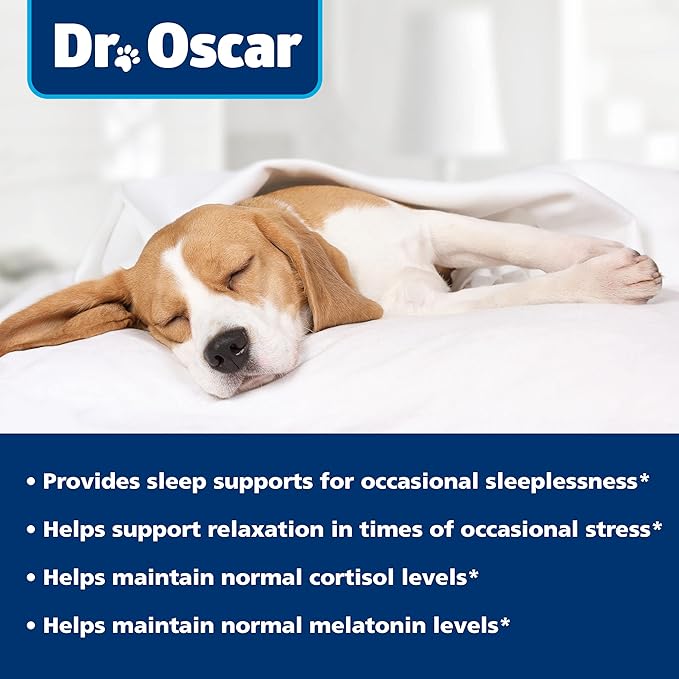 Dog Sleep Aid for Dogs, Better Than Melatonin or Calming Chews Only, Best Sleeping Pills + Melatonin, 120 Tablets, Puppy Sleep Aid, USA