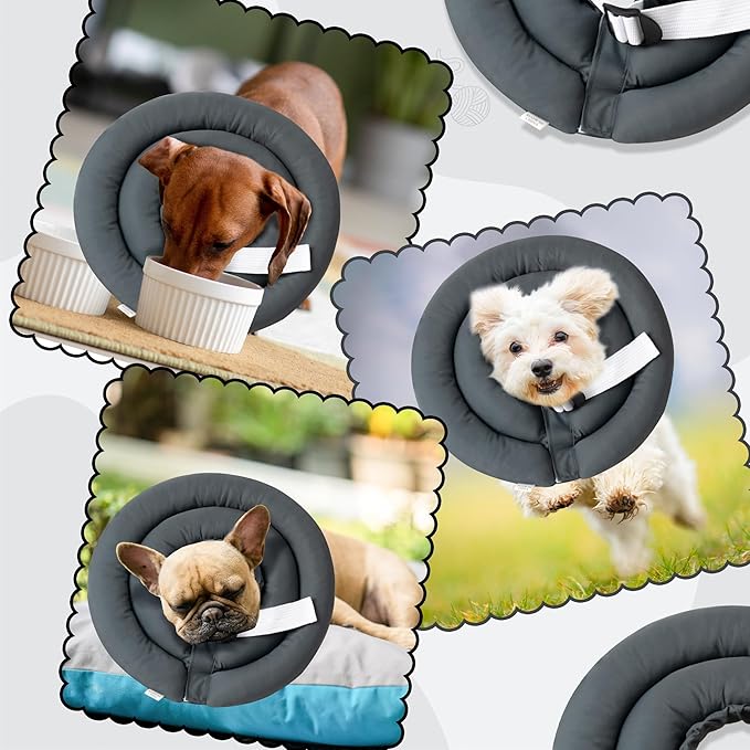 Soft Dog Cone Collar - Adjustable Recovery Cone for Small Dogs After Surgery to Stop Licking, Waterproof Elizabethan Protective Neck Donut Collar Alternative for Pet Cat Puppy (Grey, S)