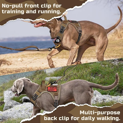 rabbitgoo Tactical Dog Harness for Small Dogs, No Pull Military Service Vest with Handle & Molle, Easy Control for Training Walking, Adjustable Reflective Straps, Brown, S