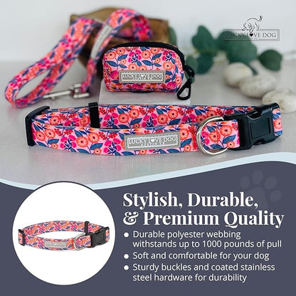 Lucky Love Dog - Adjustable Dog Collar with Easy Click Buckle for Small Dogs, Durable, & Comfortable for Male & Female Dogs, Pet Collar for Puppies & Adult Dogs - Rosie, Small