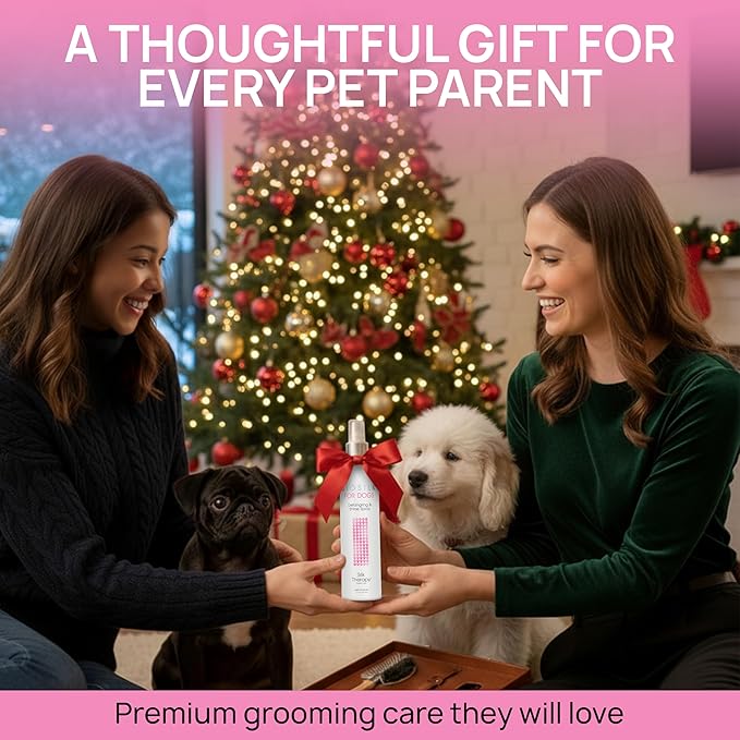 BioSilk for Dogs Detangling Spray with Shine Support, Lightweight Leave in Grooming Mist That Helps Smooth Coats, Detangle, and Add Shine Without Buildup, 8 Fl Oz - 2 Pack