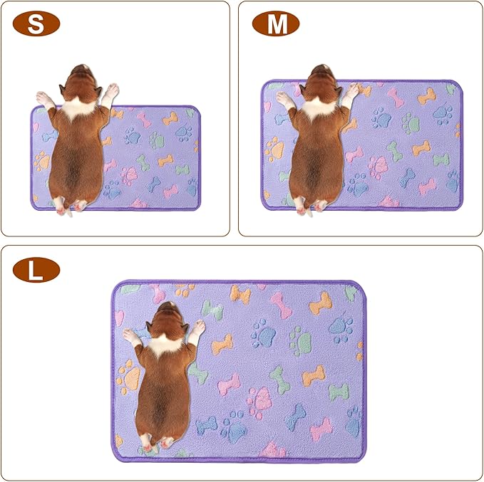 1 Pack 3 Blankets Super Soft Fluffy Premium Fleece Pet Blanket Flannel Paw Printed Throw for Dog Puppy Cat(Large 41x31'', Purple, Pink, Brown)