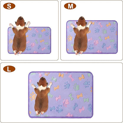 1 Pack 3 Blankets Super Soft Fluffy Premium Fleece Pet Blanket Flannel Paw Printed Throw for Dog Puppy Cat(Large 41x31'', Purple, Pink, Brown)