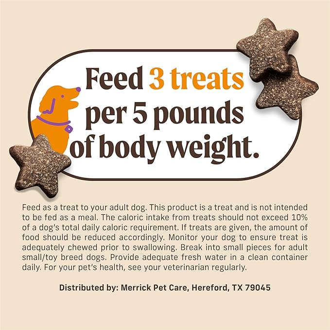 Merrick Power Bites Chicken Recipe Soft Dog Treats, Grain-Free Dog Snack with Real Chicken, 6 oz Bag