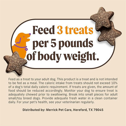 Merrick Power Bites Chicken Recipe Soft Dog Treats, Grain-Free Dog Snack with Real Chicken, 6 oz Bag