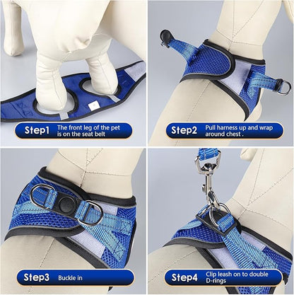 YIMEIS Dog Harness and Leash Set, No Pull Soft Mesh Pet Harness, Reflective Adjustable Puppy Vest for Small Medium Large Dogs, Cats (Royal Blue & Black, X-Small (Pack of 1)