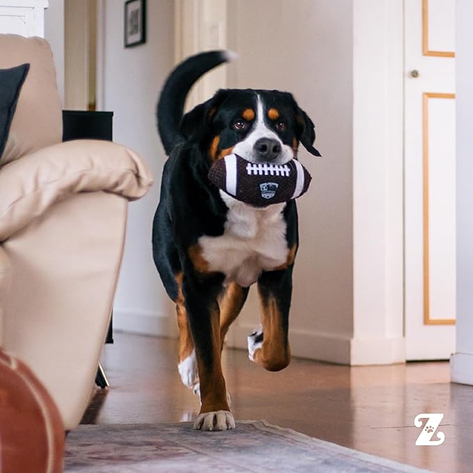 ZippyPaws SportsBallz - Dog Squeaky Toys to Keep Them Busy, Funny Plush for Small, Medium, & Large Dogs, Cute Stuffed Puppy Toy, Pet Products, Gift for All Breeds, Interactive Squeaker - Football