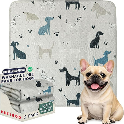 PUPIBOO Washable Pee Pads for Dogs and Cats - Super Absorbent Reusable Puppy Training Pads - 100% Waterproof, Leak-Proof & Non-Slip Whelping Pads for Pet Housebreaking