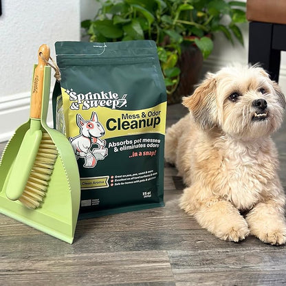 Sprinkle & Sweep Pet Accident Cleanup for all Hard Surface - Non Toxic Quick Pet Mess Cleaner & Odor Remover for Urine, Poop, Vomit, Diarrhea & Potty Training 4 Pack (15oz Each)