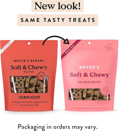 Bocce's Bakery Oven Baked Salmon Recipe Treats for Dogs, Wheat-Free Everyday Dog Treats, Made with Real Ingredients, Baked in The USA, Natural Soft & Chewy Cookies, Salmon, 6 oz