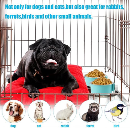 12 Pieces Crate Dog Food Bowls, Removable Stainless Steel Hanging Puppy Kennel Water Bowl Pet Cage Water Feeder Coop Cup for Rabbit, Ferret, Cat, Birds, Rats, Guinea Pigs