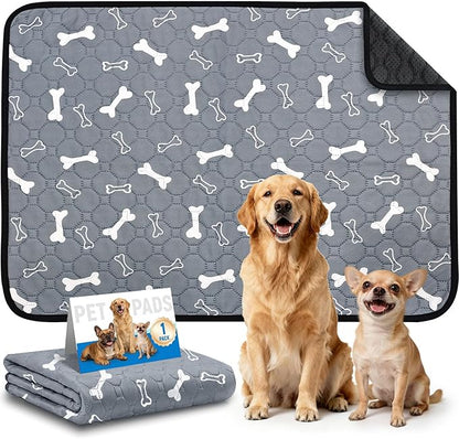 Washable Pee Pads for Dogs, Absorbent Reusable Puppy Training Pads, Leakproof, Non-Slip, Waterproof Cat Doggie Pad Pet Potty Mat for Indoor&Outdoor, Whelping, Playpen, Crate, Gray 28"x40"