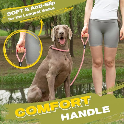 Fida Duarble Slip Leads for Dogs, 4 FT x 1/2" Heavy Duty Dog Loop Leashes, Comfortable Strong Rope Slip Leash for Small Dogs and Puppies, No Pull Pet Training Lead with Highly Reflective(1/2", Pink)