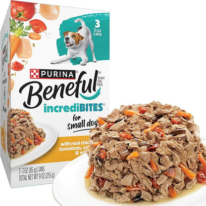 Purina Beneful Small Breed Wet Dog Food in Gravy, IncrediBites With Real Chicken - (8 Packs of 3) 3 oz. Cans