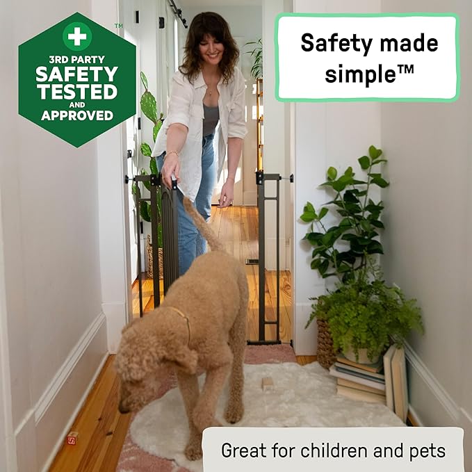 Ingenuity Decorative Extra Tall Baby Gate & Dog Gate, 28.5"-48" Wide, 36" Tall, Hardware or Pressure Mounted, Install on Top or Bottom of Stairs, Banister, or Doorway - Bronze