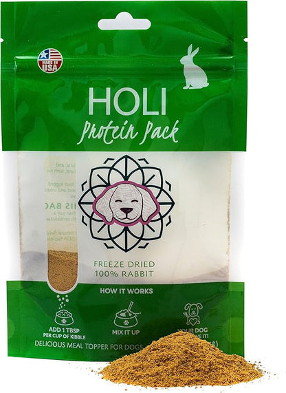 HOLI Rabbit Dog Food Topper – Freeze Dried Rabbit Dog Topper for Dry Food – Single Ingredient, Human-Grade Meal Topper for Picky Dogs – Grain Free & All Natural - 4oz